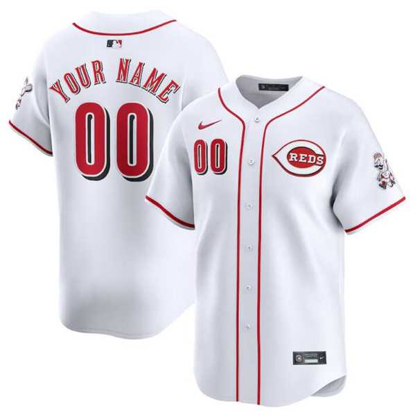 Mens Cincinnati Reds Active Player Custom White Home Limited Baseball Stitched Jersey->->Custom Jersey